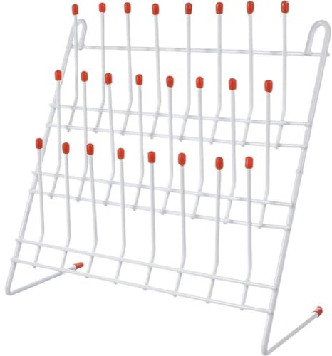 Muteitt Röhrchen-trockengestell, Labor-abtropfgestell, Glaswaren, Becher-trockenhalter, Stahldraht, Testbaumständer, Reinigungsrahmen, Werkzeug, 24 Klammern, Flaschen-trockengestell