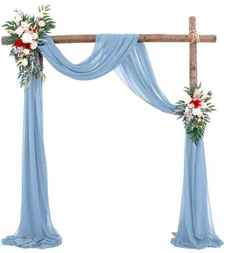 ZJILIXIA Querbehang 70 * 600cm,Hochzeitsbogen Tüll,Hochzeit Querbehang Freihanddeko,Hochzeitsbogen Vorhang Deko,Weiches Polyestergewebe Hochzeit Vorhang,Für Party, Fotografie,Hochzeit (Blau)