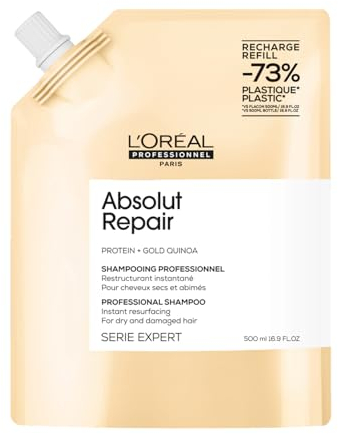 L’Oréal Professionnel, Champú Tratamiento Reconstructor para Pelo Seco y Dañado, Absolut Repair, Formato Refill 500ml