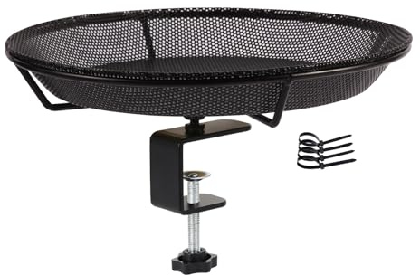 HRAYLTOP Deck Mounted Vogelfütterschale mit 1,8 Zoll Dicker Eisenklamme - Abnehmbare Outdoor Dekor für Garten Hinterhof Patio und Deck - Perfekt für Die Anziehung Von Vögeln