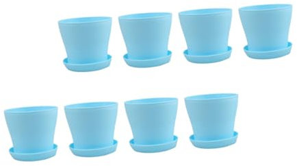 Gogogmee Lot de 8 Pots de Fleurs en Plastique PP Bleus à Trous de Drainage
