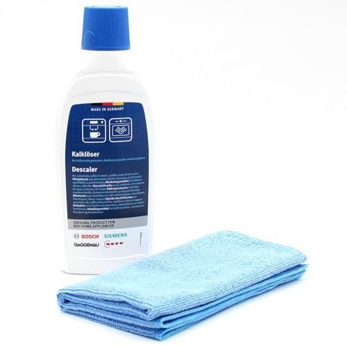 PakTrade Descaler Limescale remover + Microfiber cloth compatible with Siemens TK70N01AT/01, TK70N01AT/02, TK70N01BE/01 - for fully automatic coffee machines, hot water devices, steamers, 500ml