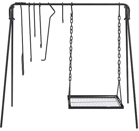 ALQSIM Support de Cuisson Suspendu for feu de Camp, balançoire, Filet à Griller, Pot Suspendu, Support de Barbecue for Supports de Gril, étagères