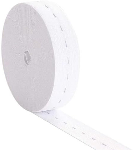 Goma Elastica Costura Bandas elásticas con ojales de 2/5M, banda de costura elástica con parte posterior plana de 15/20/25mm, cinturón de cordón elástico de punto for pretina de pantalones DIY(White,2