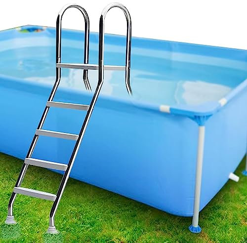 KLYDBMYT Échelle de Piscine de 52 Pouces, échelle de Piscine à 4 marches avec pédales antidérapantes, escabeau pour piscines Hors Sol, Facile à Installer et à Monter