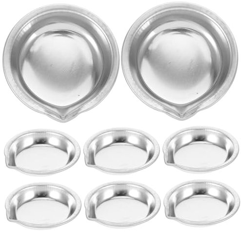 jojofuny 8pcs Stainless Steel Paint Mixing Tray, Reusable round Palette with Pour Spout, Smooth Surface, Easy to Clean, for Model Painting, Craft Making and Makeup