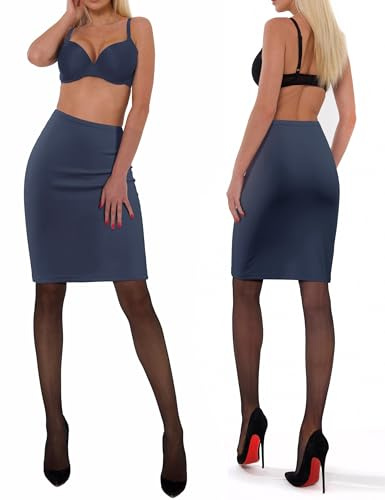 Sesto Senso Falda Lápiz Forro para Mujer hasta La Rodilla Ajustada De Algodón Talla M Indygo-Azul Vaquero