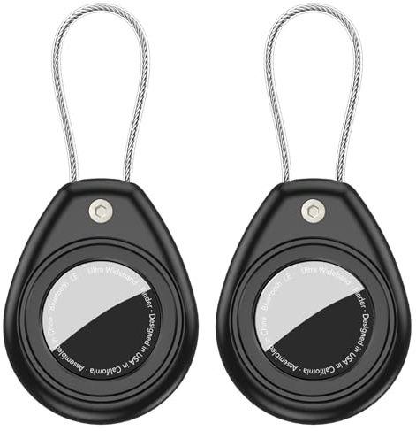 Aimtel 4 Pièce Étui AirTag Compatible avec Le Apple AirTag, Etanche IPX8 Porte Clef Air Tag avec Câble Métallique, Support Air Tag pour Les Clés, Les Animaux, Les Sacs et Autres Objets de Valeur