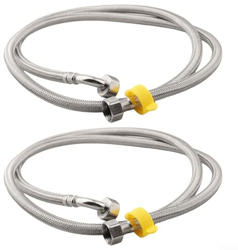 2Pcs Flexible Pipes Stainless Steel Hose, 2m Long Flexible Tap Connector Pipes for Boilers, Plumbing Bathrooms, Kitchens