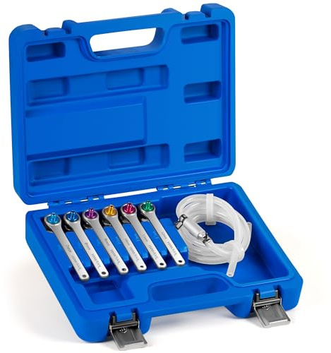 YSSNIUTOOL Brake Bleeder Wrench Set, Brake Bleeding Wrench Set with Non-Return Check Valve,Includes Six Bleeder Wrench Sizes(7mm 8mm 9mm 10mm 11mm 12mm)