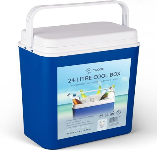 CUQOO Cool Box – Compact Insulated Ice Box for Camping, Beach, Travel & Picnics – Portable Cooler with Handle – Keeps Food & Drinks Cold for Hours – Lightweight & Durable Design 24L/30L