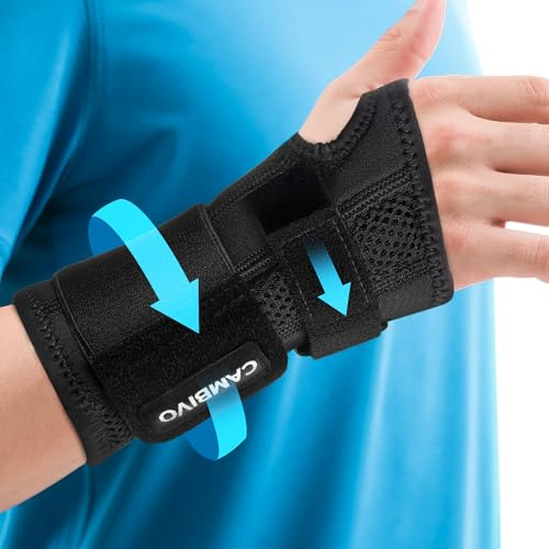CAMBIVO Wrist Support Brace for Carpal Tunnel, RSI, Adjustable Carpal Tunnel Wrist Splint for Pain Relief, Sprained, Arthritis, Tendonitis, Night Hand Support for Men and Women (Right Hand - S/M)