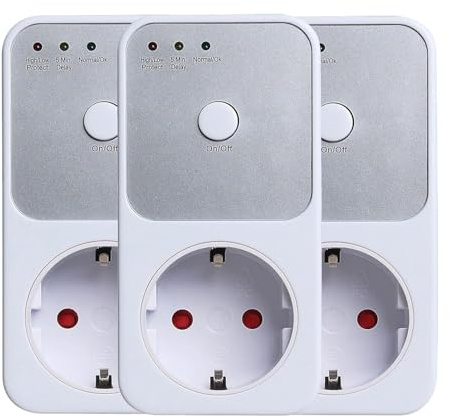 Regleta de protección de voltaje automática, protección contra sobretensiones, adaptador de enchufe, interruptor de CA, 220 V, Power Surge Safe Protector EU Enchufe Nevera Protect (3 unidades)