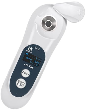 3-in-1 Digital Brix Refractometer with ATC/Refractive Index(RI), Accurate Measurement with Precision Light-Blocking Cover, Brix Meter for Fruit Juice/Beer Brewing/Coffee/Wine Liquid, Range: 0-55%