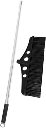 BAZEITFLOW Escoba Desmontable con Mango Ergonómico Negra para Jardín y Patio Cabezal de Acero Inoxidable y Cerdas de Nylon, Adecuado para Garajes y Almacenes