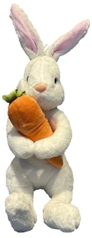 Serre-tête lapin de Pâques en peluche, 20 cm ou 40 cm, poupée de lapin de Pâques avec carotte, jouet doux pour garçons et filles, décoration de fête d'anniversaire, figurine en peluche, blanc 2, A