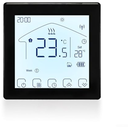 Termostato inteligente, controlador de temperatura con pantalla táctil WiFi, panel programable para caldera eléctrica de calefacción por suelo radiante LCD (GC-negro)