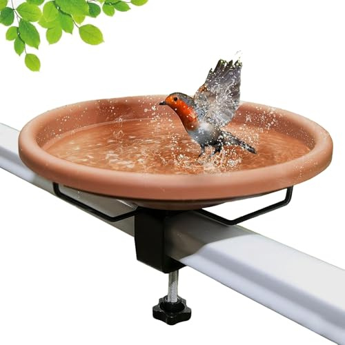 Bain d'oiseaux, bol amovible résistant aux intempéries, grande mangeoire pour oiseaux, en forme de baignoire, pour balcon, balustrade, jardin, terrasse, maison, appartement
