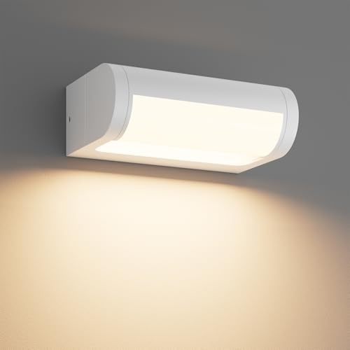 K-Bright Außenlampe mit Schwenkbar LED Panel Weiß | 18W LED Wasserdicht IP65 Wandleuchte Aussen, Warmweiß 3000K Außenwandleuchte für Garten Terrasse, Balkon, Weg, Garage