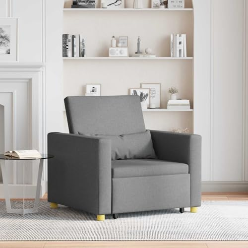 Molumvel Einzel Schlafsofa ausziehbar, 3-in-1 Funktionssessel mit Kissen, Gästebett für kleine Räume, Polsterstuhl mit Rollen, Dunkelgrau, 90 x 165 x 87 cm