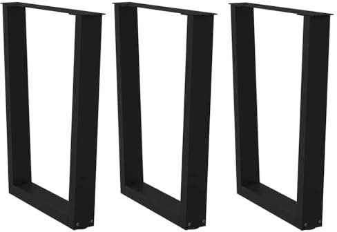 PUGYNBK V-Form Tischgestell 3 Beine Schwarz 70x72-73,3 cm Stahl, pulverbeschichtete Esstisch Beine mit verstellbaren Fußnivellierungen und vorgebohrten Löchern für einfache Montage