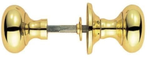 DISCOUNT HARDWARE UK Polished Brass and Chrome Victorian Mushroom Rim Door Knobs 50mm (Brass)