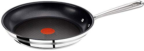 Tefal E85606 Jamie Oliver Pfanne | Bratpfanne | 28cm | Induktionspfanne | Integrierter Temperaturanzeiger | Antihaft-Versiegelung aus Edelstahl