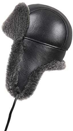 Zavelio Unisex Shearling Schaffell Leder Aviator Russische Ushanka Trapper Winter Fellmütze