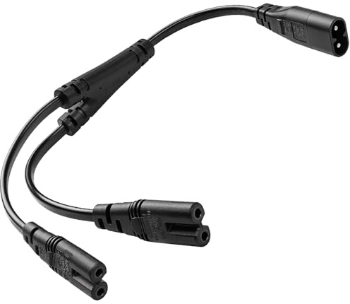 baolongking IEC320 C8 till 2X C7 Y splitter AC strömsladd, IEC figur 8 hane till 2 hona 1 i 2 ut AC strömkabel 30 cm