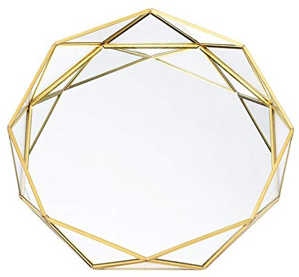 Bandeja de Almacenamiento de Joyas y Cosméticos, Bandeja Decorativa de Metal, Organizador de Perfumes y Placa de Postre