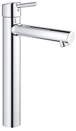 GROHE Concetto, Waschtischarmatur hoch, wassersparend (Wasserhahn für das Bad, 35cm hoch, ideal für die Montage hinter dem Waschbecken, einfache Installation), chrom, 23920001