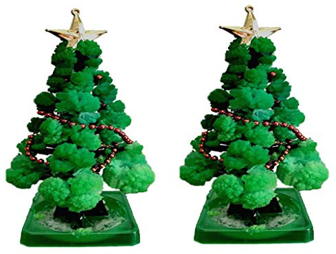 Geduochn 2 Stück Mini-Weihnachtsbaum, magischer Papier-Baum, DIY Kristall-Züchtungs-Set, Dekoration, Spielzeug, Neuheit, Jungen Mädchen, Wissenschafts-Kits und Spielzeuge, Lernanleitung