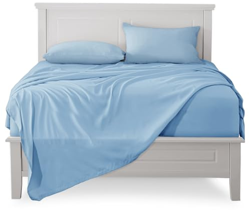 FARFALLAROSSA Lenzuola Una Piazza e Mezza Completo, Materiale 100% Puro Cotone, Lenzuola e 1 Federa da Letto, Biancheria da Letto, celeste