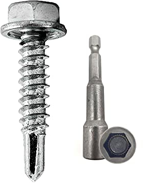 DOJA Industrial | Tornillos Autotaladrantes sin Arandela 5,5x22 + Vaso Taladro M8 | PACK 100 de Tornillos Autoperforantes Autorroscantes Hexagonales + 1 Llave de Vaso Torx | para Chapa Tejado, Placa