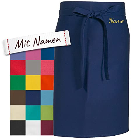LALALO Vorbinder Schürze mit Name, hochwertig bestickt, Personalisierte Bistroschürze/Kochschürze für Damen und Herren, Malschürze/Schürze zum basteln, kochen, garten oder werken