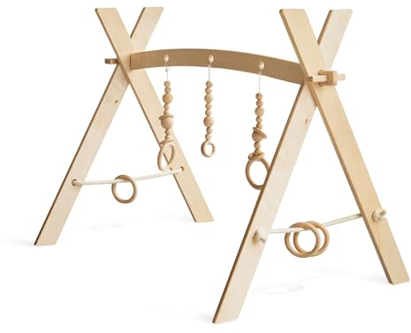 Ehrenkind® Spielbogen Baby | Spielbogen Baby Holz inkl. DIY Zubehör Set | Fördert die Motorik | Spieltrapez | Baby Gym Natur | Spielbogen Holz Natur