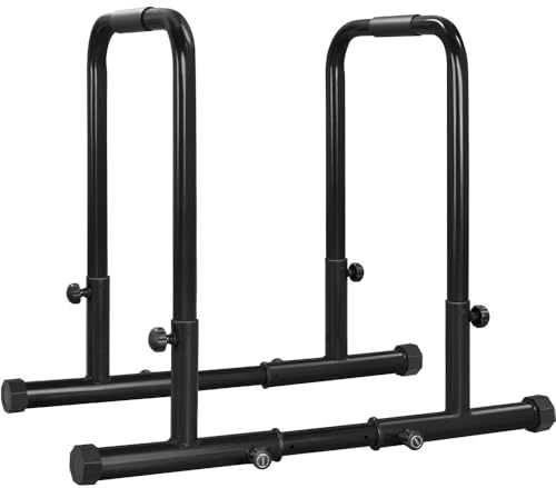 Yaheetech Dip Bars Station Pull Up Bars Heavy Duty Steel Dip Station 227Kg/500lbs Weight Capacity Adjustable Height Stands for Home Gym Fitness Workout