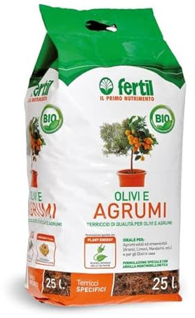 Fertil Olivi e Agrumi Terriccio Specifico per Agrumi e Olivi Biologico Confezione 25 Litri, 7kg