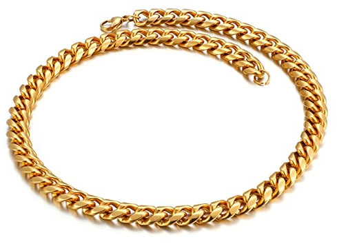 ANAZOZ Kette Edelstahl Herren 55 cm, Halskette Herren Ohne Anhänger 13mm Breit Panzerkette Gold