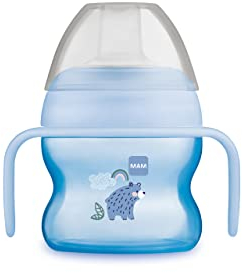 MAM Starter Cup - Borraccia da 150 ml, con manici luminosi e antiscivolo, a partire da 4 mesi, orso