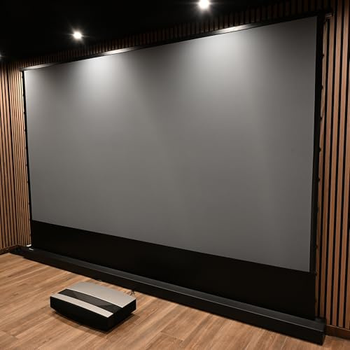 HiViLux® Boden Tension Motor CLR/ALR Leinwand für UST-Beamer:HiViPrism Cinema HDR Hochkontrast/8K/4K/3D (16:9 110Zoll 244x137cm Schwarz)