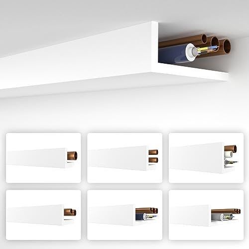 HEXIMO vinkelprofil vit 1,7 meter profiler – XPS täcklister för värmerör, L-profil rörlist, hörnlist, modell: HRA-5–68 x 200 mm (1,7 meter/list)