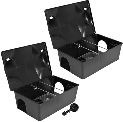 Köderstation Ratten Set Köderbox 2-10 STK. Garten Mausfalle Mäuse Rattenköderbox Box Rattenköderstation Rattenfalle Kinder- Haustiersicher Koederbox Petigi, Anzahl:2