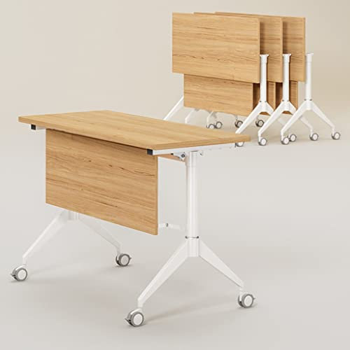 OHaGin Mobiler Schulungstisch mit Bescheidenheit, Konferenztisch mit Klappdeckel für Büro, Besprechung, Konferenzraum, 4 Stück (Holz 180 * 60 * 75 cm) (Holz 180 * 50 * 75 cm) (Holz 140 * 50 * 75 cm