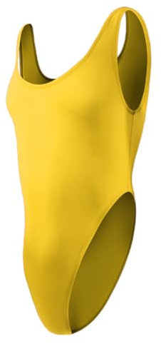 Mens One-Piece Suspenders Jockstrap Wrestling Singlet Leotard Thong Bodysuit Jumpsuit (Yellow,One Size)