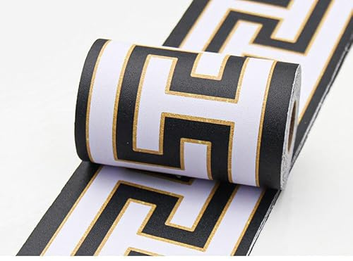 Dostear Frises Papier Peint Motif De Bordure DoréE 10cm X 1000cm Moulure Murale Autocollant Murals Adhesif Murale Plinthe Adhesive PVC
