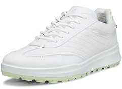 ECCO Women's Street Vibe Waterproof Lace Up Golf Shoe, Shadow White/White/Lime Cream, 5-5.5