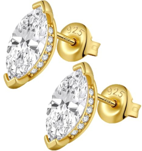 Jiamiaoi 18K Weißgold überzogen Simulierte Diamant Ohrstecker Silber 925 Zirkonia Ohrringe für Herren Damen, 925 Sterlingsilber Ohrringe Stecker 4mm-8mm