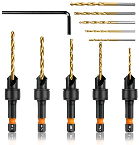 Vicloon Countersink Drill Bit Set, 12 PCS Counter Sink Drill Bits for #4、#6、#8、#10、#12 Screws, Adjustable Bit Holder for Drilling Holes in Wood, Composite Panels, and Plastics