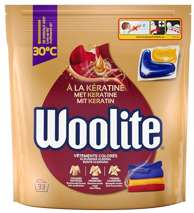 Woolite Capsules Vêtements Colorés - Capsules de Lessive Liquide pour Préserver l'Intensité des Couleurs et Protéger les Fibres - x33